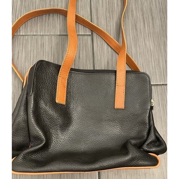 Valentina Shoulder Handbag Straps Black/Brown Genuine Leather Made In Italy - Picture 15 of 16